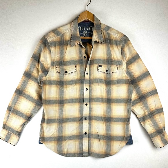 True Grit Other - True Grit Cannon Plaid Corduroy Button Down Shirt Western Cowboy